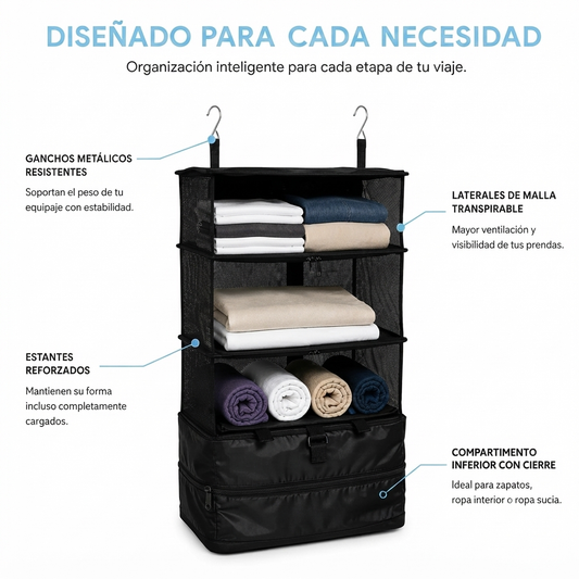 Organizador de Equipaje Colgante – Desempaca en menos de un minuto